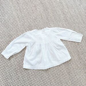 Pottery Barn Kids White Smocked Blouse 12-18 Months Cotton Classic Baby Top